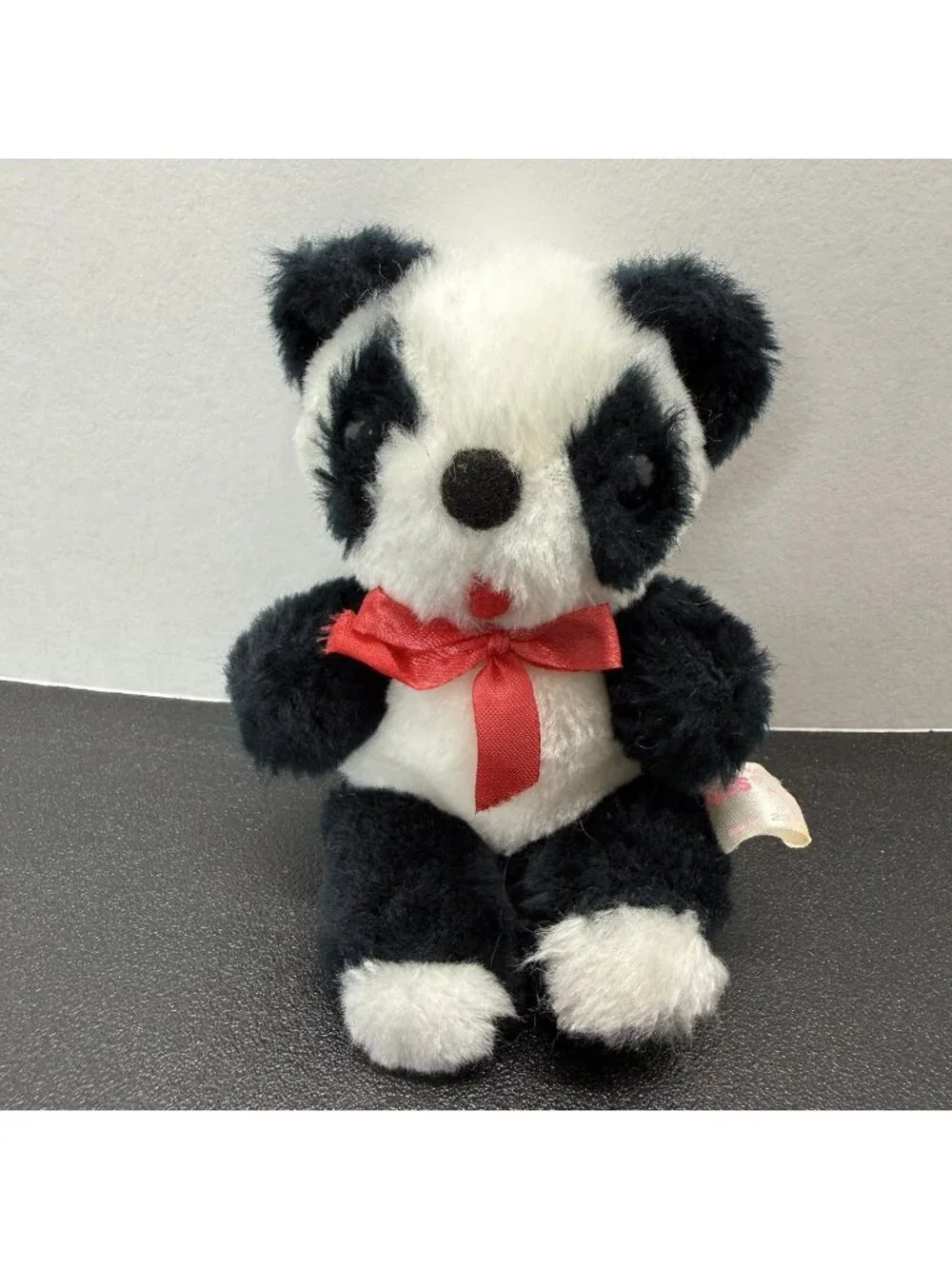 Russ Berrie Vintage Panda Bear Plush Black White Small 4.5” Korea 231